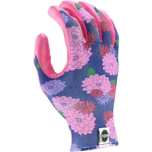 Miracle Gro Women's Nitrile Coated Grip Floral Pattern Gardening Work Gloves - Picture 4 of 7
